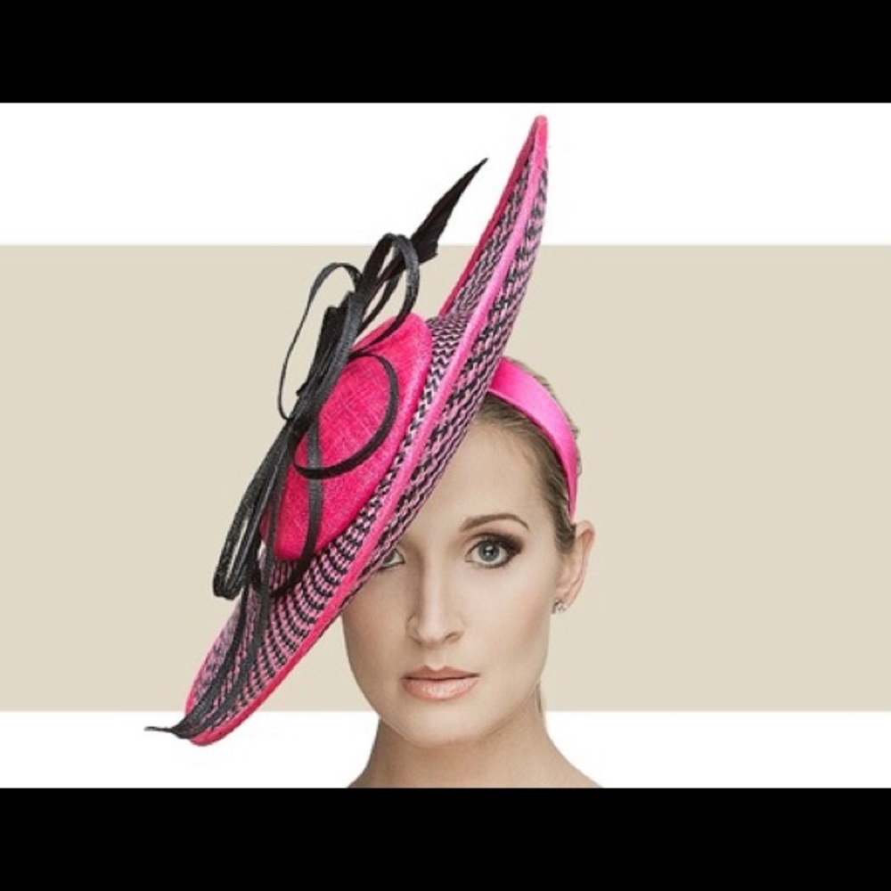 Hot Pink and Black Two-Tone Fascinator Hat